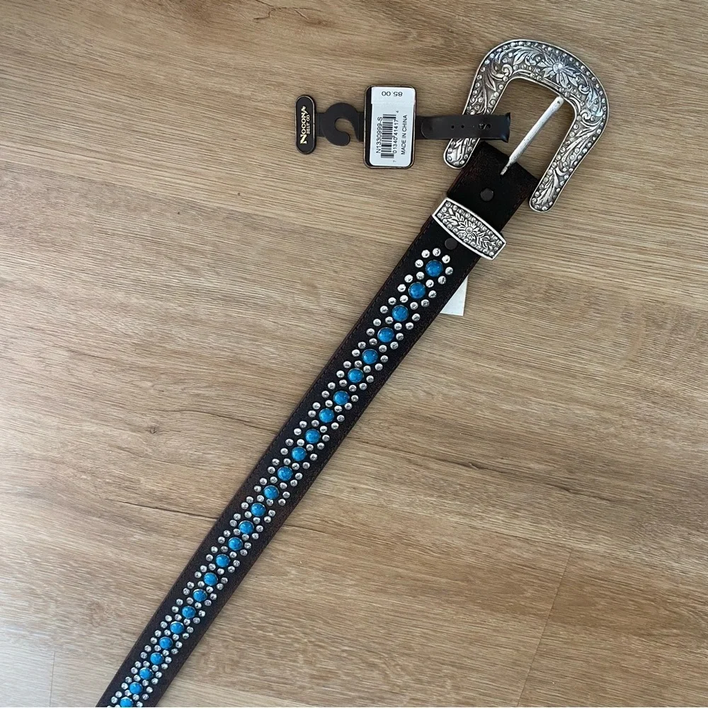 NEW Nocona Turquoise Beaded Leather Western Belt